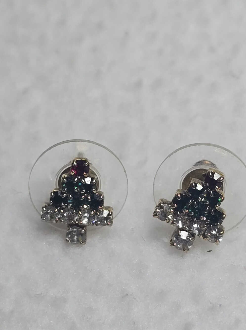 Vintage Multicolored Crystal Tree Stud Earrings - Vintage
